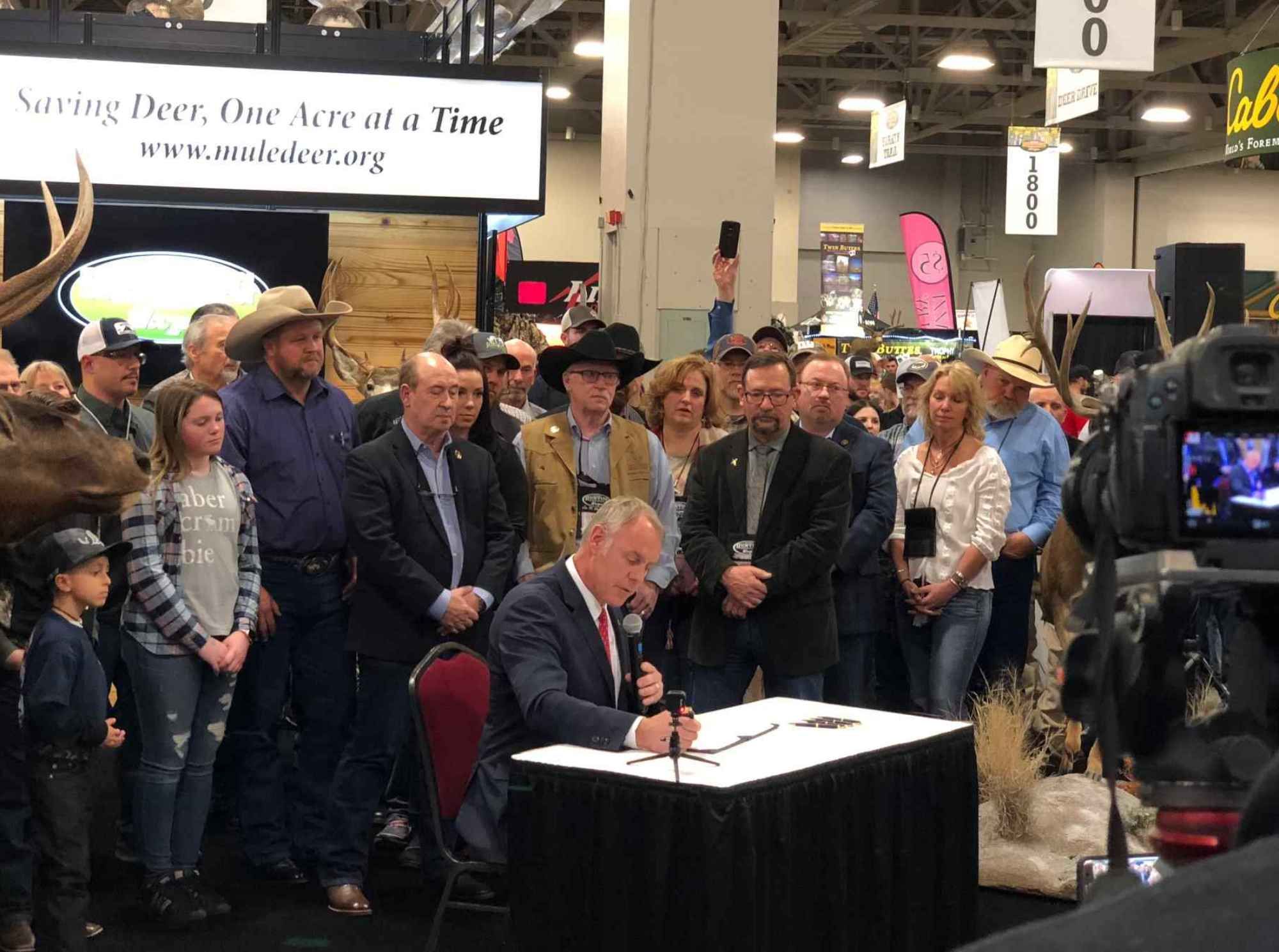 Mule Deer Foundation signing event with attendees