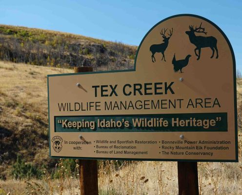 Sign for Tex Creek Wildlife Management Area in Idaho