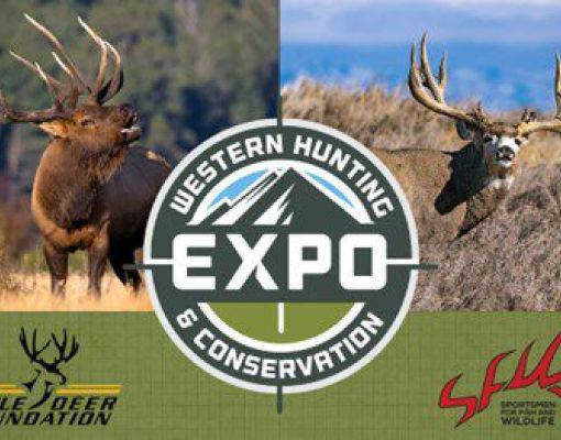Western Hunting Expo banner featuring mule deer and elk