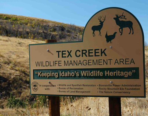 Sign for Tex Creek Wildlife Management Area in Idaho