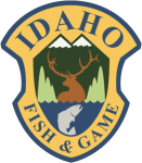 Idaho Fish and Game logo featuring wildlife and mountains.