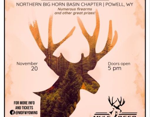 Mule Deer Foundation Annual Banquet poster in Powell, WY.