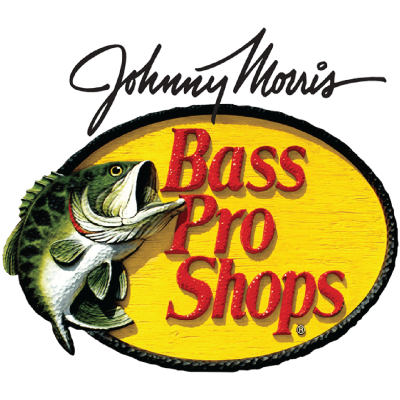 Logo of Bass Pro Shops featuring a bass fish and Johnny Morris's signature.