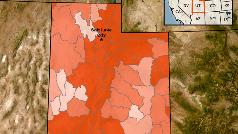 Map displaying wildlife management areas in Utah