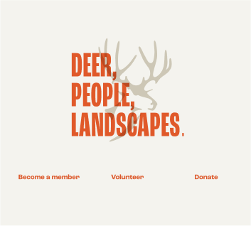 Graphic with text: Deer, People, Landscapes.
