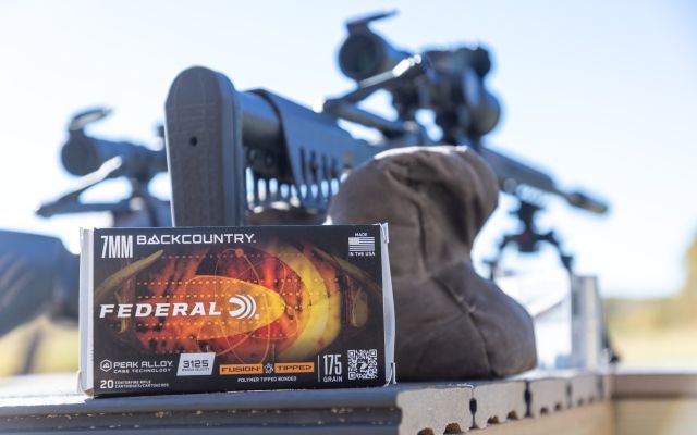 7mm Backcountry ammunition box and rifle setup.