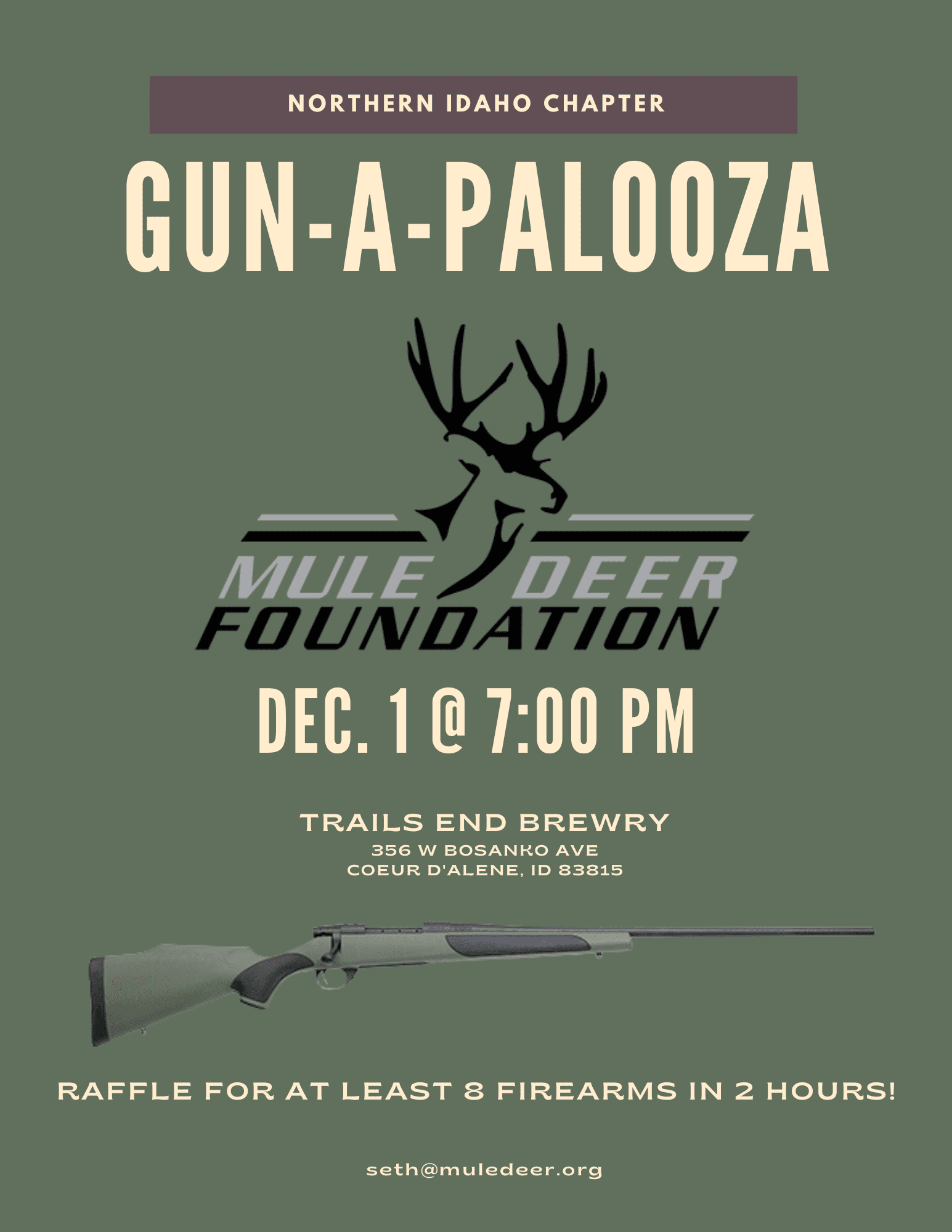 Event poster for Gun-A-Palooza by the Mule Deer Foundation