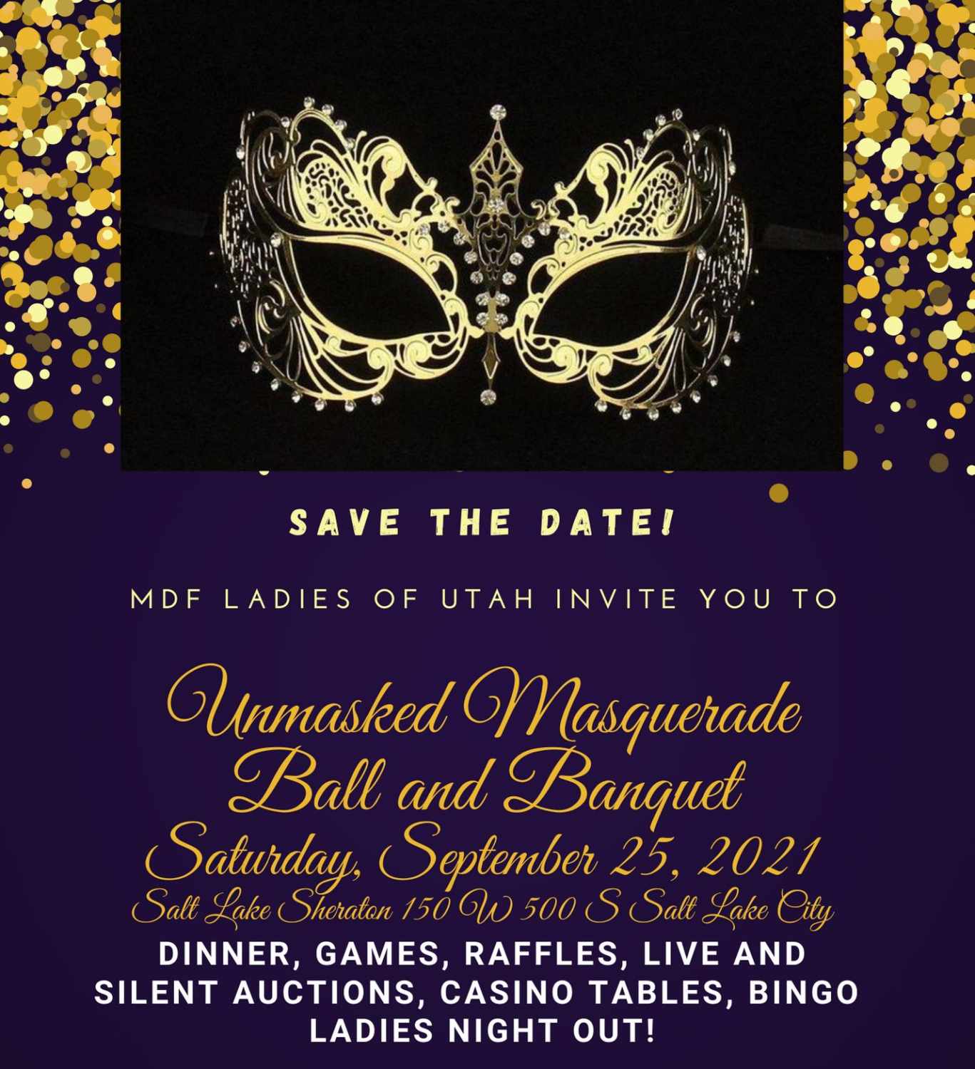 Invitation for the Unmasked Masquerade Ball and Banquet in Salt Lake City
