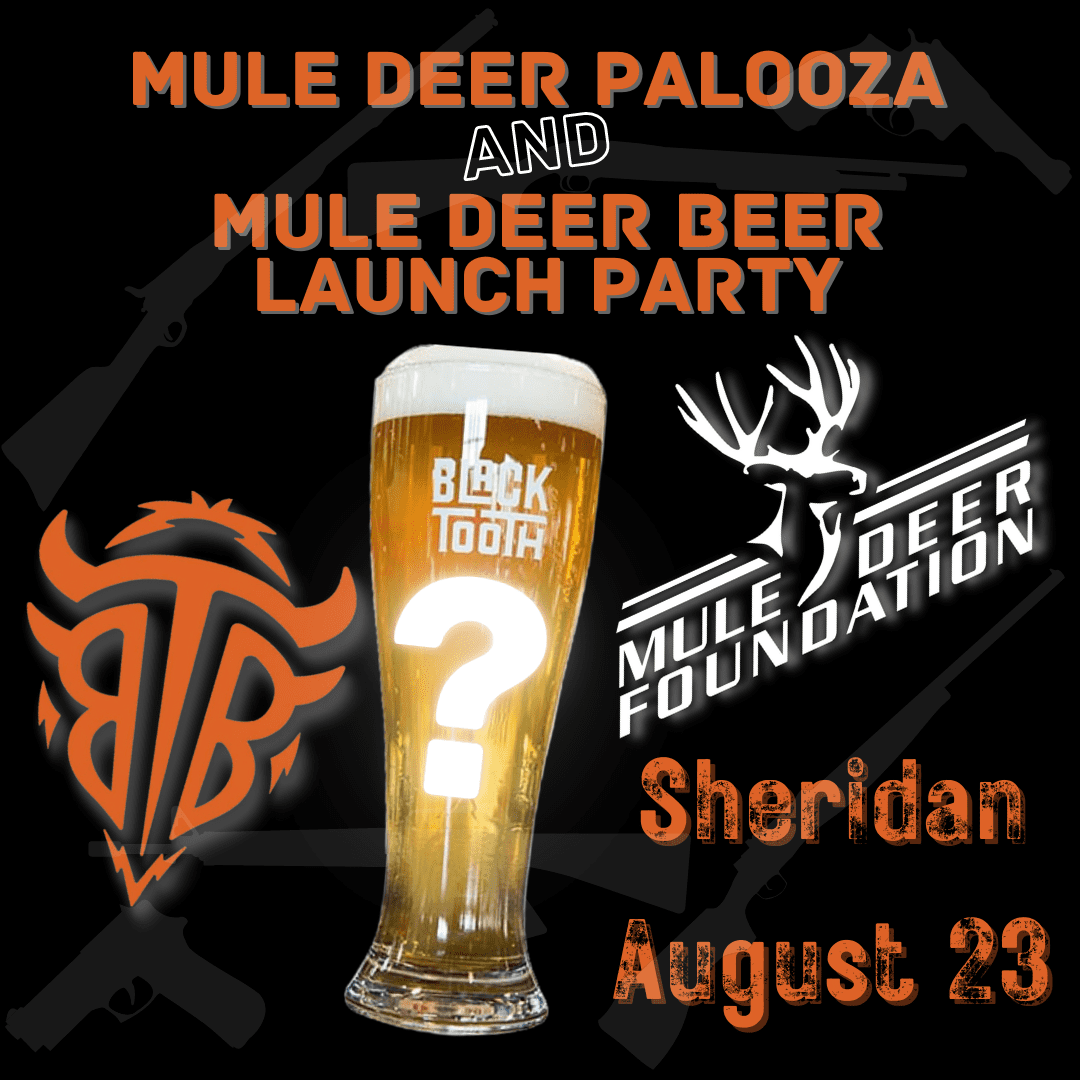 Mule Deer Palooza event poster with beer and branding.