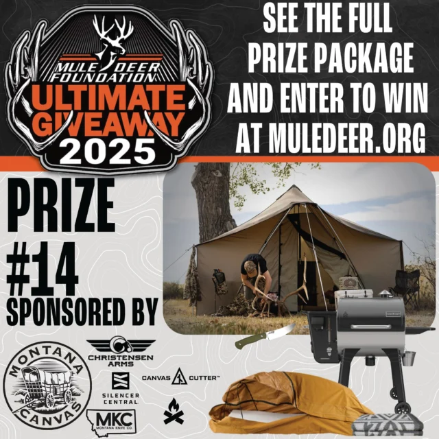 We're counting down to the Ultimate Giveaway drawing by highlighting a prize package each week. This week is prize package #14: The Ultimate Backcountry Package. Gear up for the ultimate wilderness adventure with this all-in-one backcountry haul, complete with products from premium brands like @christensenarms @silencercentral @montanacanvas @campchef @canvascutter @montanaknifecompany and more! Get all the details for the Ultimate Giveaway 2025 prize packages and enter to win at the link in our bio! May the odds be in your favor.